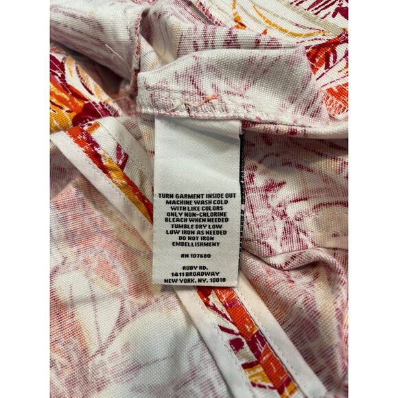 Ruby Rd Floral Beaded Jacket Womens M Multicolor Tropical Print Cotton Blend - Picture 9 of 10